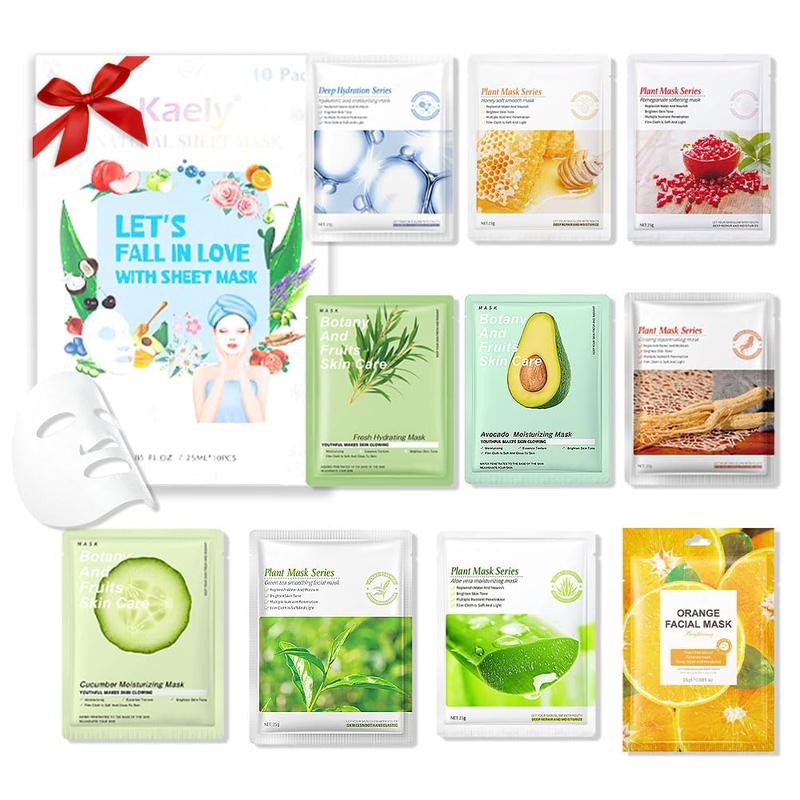 10 Pack Variety Sheet Masks,Spa Party Face Masks for Kids Skin Care,Facial Mask Skincare Set Korean,Moisturize,Brighten,Nourish for All Skin Types,Birthday Gifts for Women Men Girls,Set01