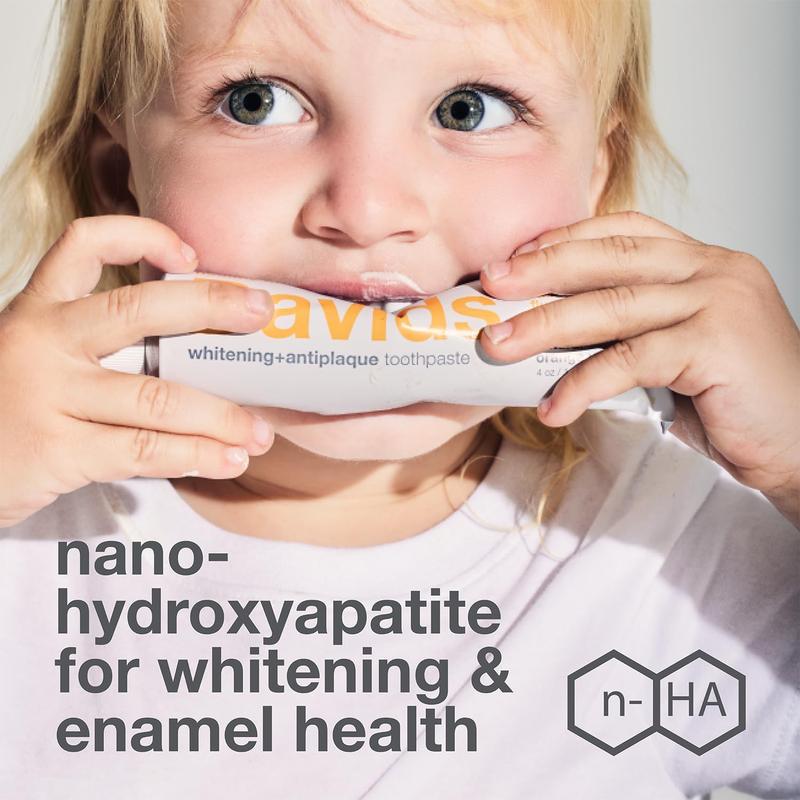 Davids Fluoride Free Kids Nano Hydroxyapatite Toothpaste for Remineralizing Enamel & Sensitive Relief, Antiplaque, SLS Free, Whitening