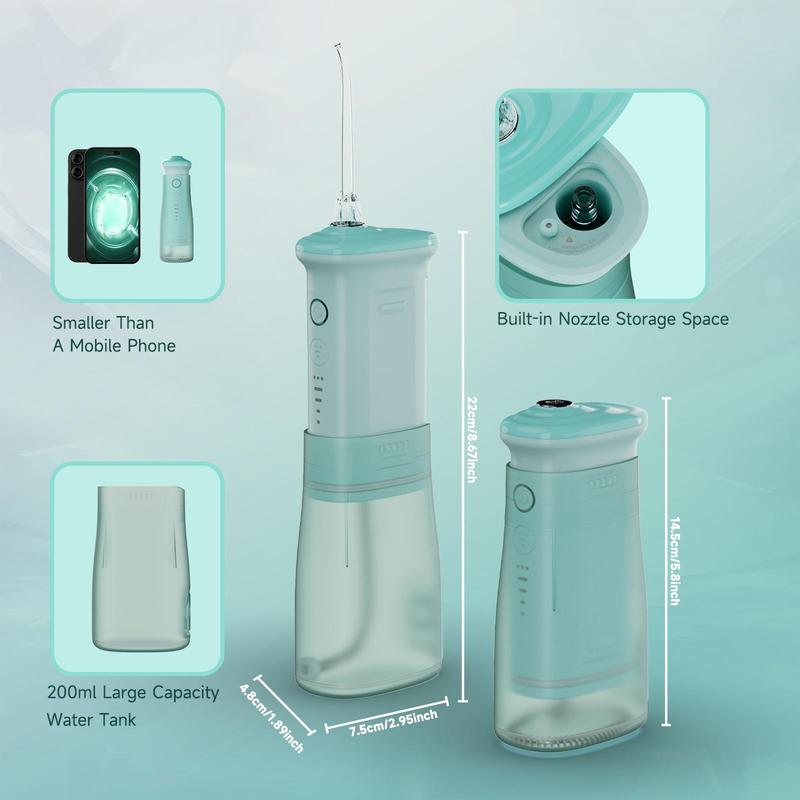 Portable Oral Irrigator, 1 Box Rechargeable Water Flosser & 4 Counts Nozzles, Teeth Cleaner for Home & Travel, Personal Oral Care Appliances