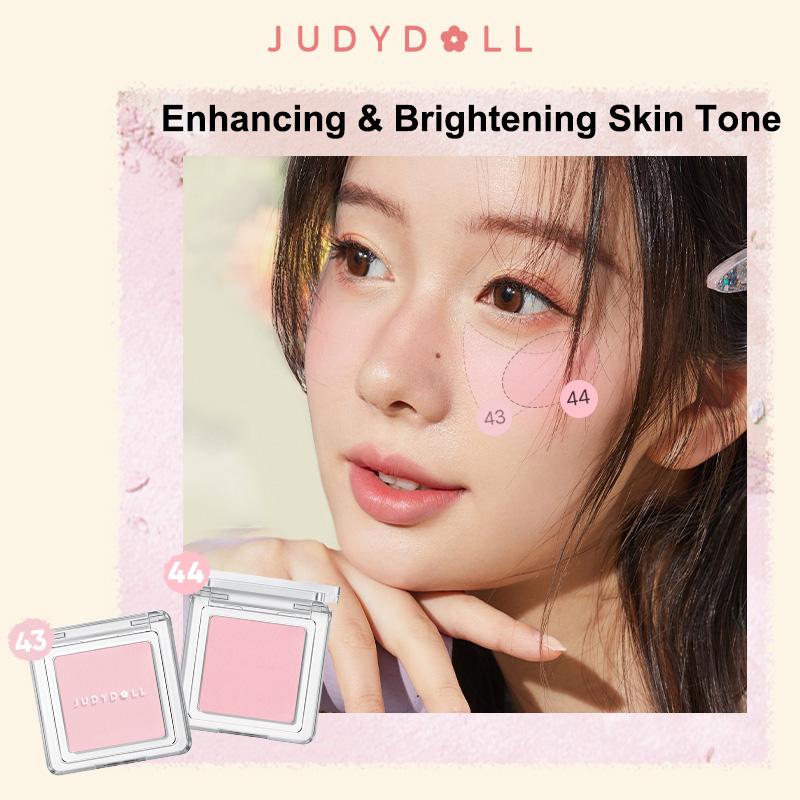 Judydoll Monochrome Blush Powder Palette - Sweet Natural Brightening Skin Tone, Highlight, Smooth, Soft Color Light Pink Blush For Girls, Cute and Lightweight, Convenient to Carry, Long-lasting All-Day Face Enhancing Makeup Color