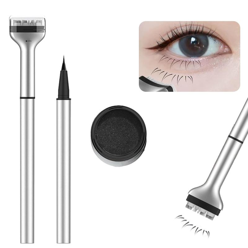 Lower Eyelash Stamp, Lower Lash Stamp with Ink, 2-in-1 Waterproof Lower Eyelash Stamp, Eyeliner Stamps Tool for Lower Eyelash, Lower Lashes Extensions Stamps, Quick Eye Makeup Tool (Black)