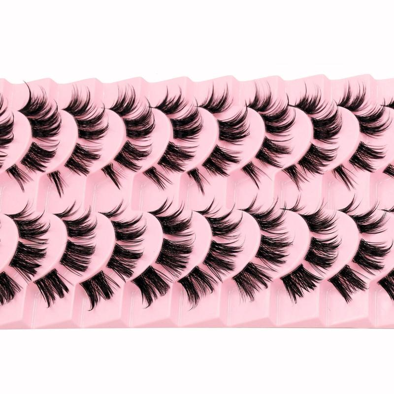 10 Pairs Manga Clusters Lashes Wet Effect Look Anime False Eyelashes Fluffy 3D Cat Eye Lashes 16MM Individual Strips Clusters Lash Extensions