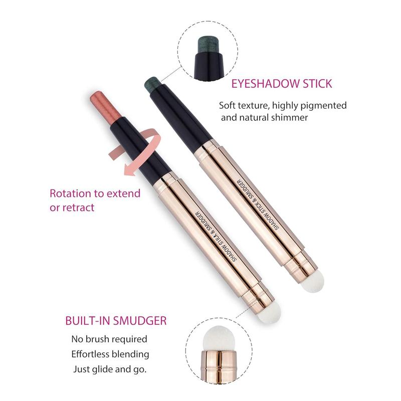 Shimmer Cream Eyeshadow Stick, Eye Brightener Stick Glitter Eyeshadow Crayon Pencil with Soft Smudger, Long Lasting Waterproof Highlighter Eye Shadow Makeup (11 Light Green Shimmer)