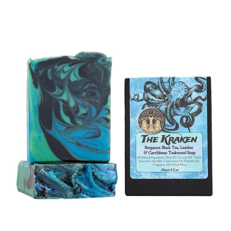 The Kraken Bergamot, Leather and Wood Scented Natural Soap Aroma Body Care