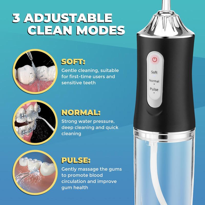 Electric Oral Irrigator, 1 Box 220ml Dental Cleaner, 3 Levels Of Intensity Adjustment 0.6mm Fine Water Column, Electric Oral Flosser