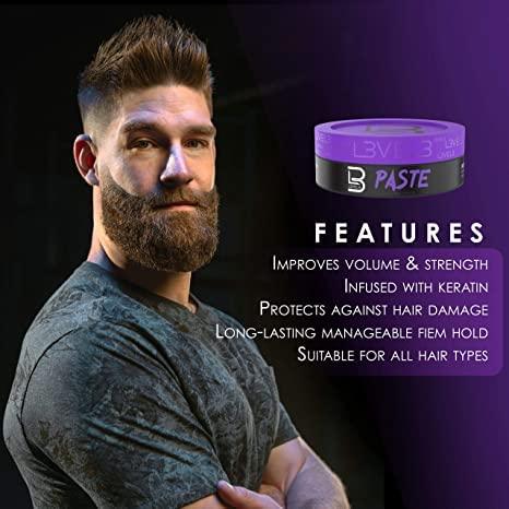 Level 3 Paste - Long-Lasting Hold - Improves Strength and Volume of Hair L3 - Protects Against Hair  - Level Three Men Styling Product (Sample Powder Included, Paste)