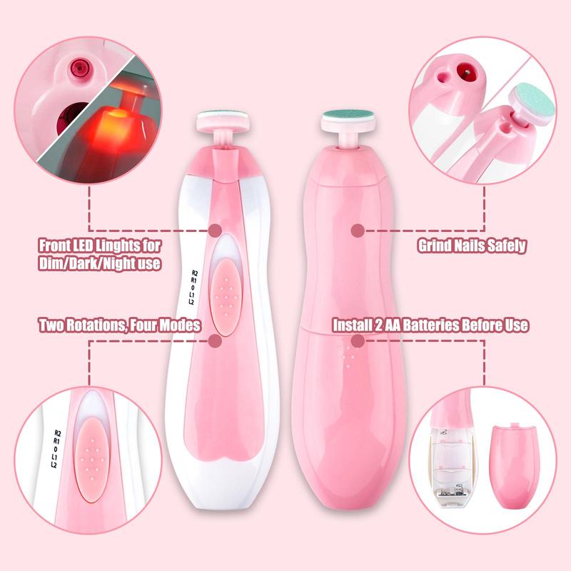 Electric Nail Trimmer, Battery-Powered Nail File Clippers with 4 Nail Care Set for Toenails Fingernails Polishing Trimming (Pink)