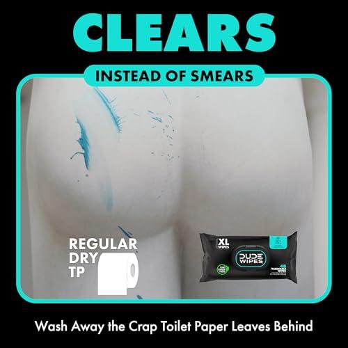 DUDE Wipes - On-The-Go Flushable Wipes - 1 Pack, 30 Wipes - Mint Chill Extra-Large Individually Wrapped Adult Wet Wipes - Eucalyptus & Tea Tree Oil - Septic and Sewer Safe