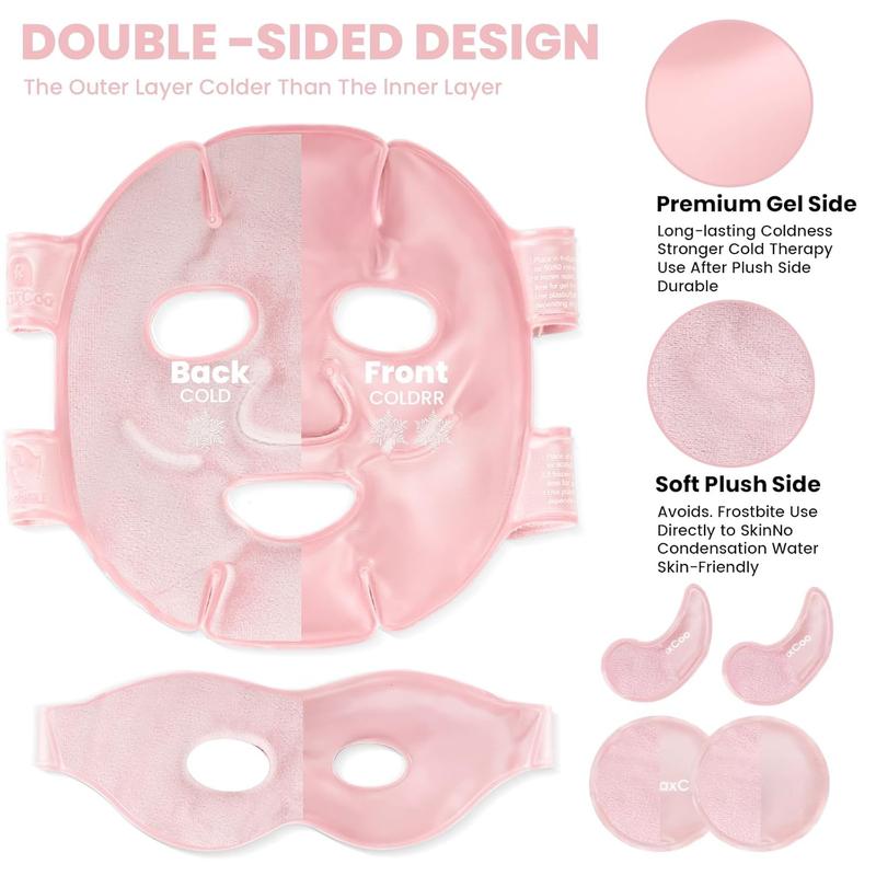 Ice Face Eye Mask for Dark Circles and Puffiness Cold Warm Compress, Gel Cold Cooling Face Mask Package for Women and Men, Migraines, ,  and Relaxation, Pink Skincare Daily