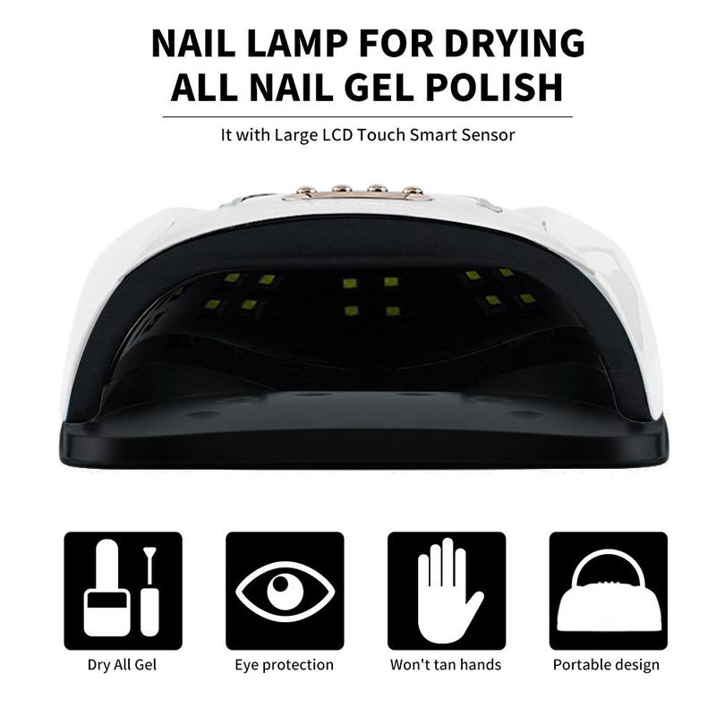 Nail Art UV Lamp, LED Dryer with 57 LEDs & 4 Timer Settings, LCD Display Auto Sensor Professional Nail Lamp for Nail Gel Polish, Suitable for Beginners, Nail Equipment, Nail Care