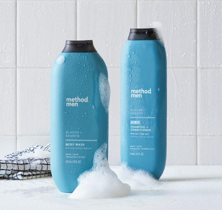 Method Men Body Wash, Glacier + Granite, Paraben and Phthalate Free, 18 fl oz - 1 pack Body Care Scent Fragrance Gentle