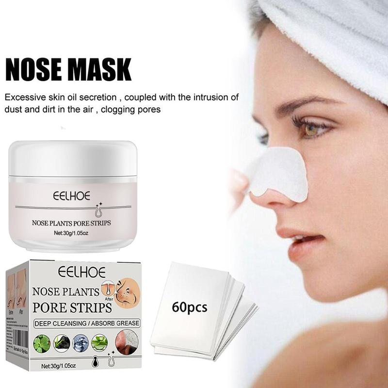 Deep Cleansing Nose Mask, 1 Count Nose Pore Cleaning Mask with 60pcs Paper, Nose Strips, Deep Cleansing Nose Mask, Facial Skincare Products for Women and Man