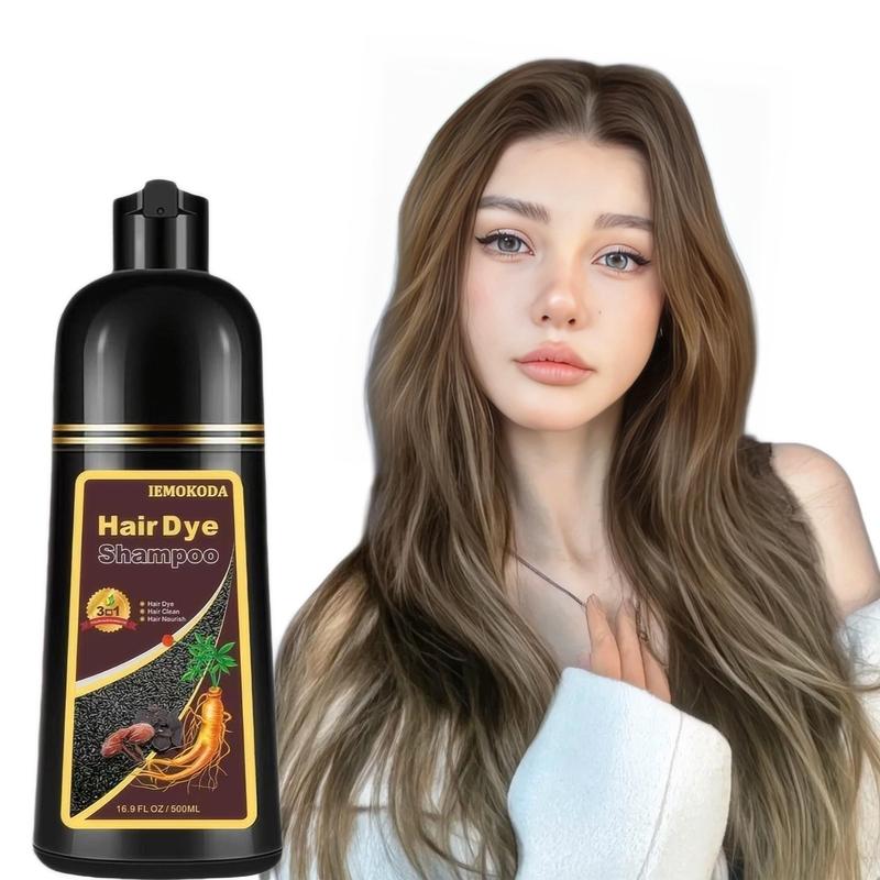 Natural 3-in-1 Hair Dye Shampoo - Instant Herbal Shampoo, Long-lasting Hair Coloring & Plant Haircare, Unisex Chestnut Brown Type Hairdye, 500ML