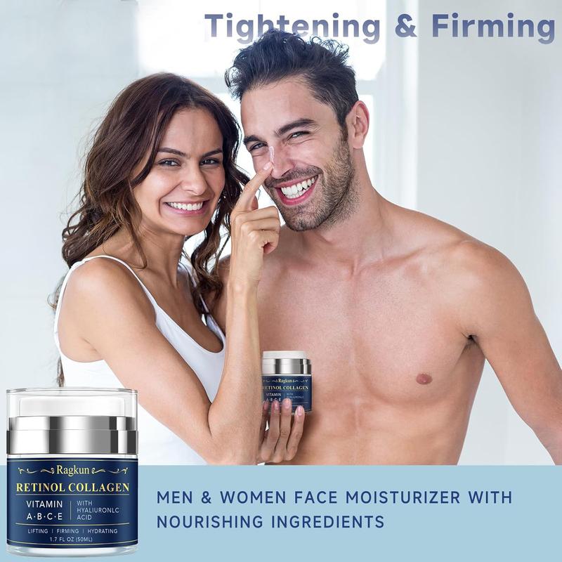 Facial Moisturizer Retinol Cream - Neck Collagen Cream - Men's Morning and Night Facial Moisturizer - 1.7 Fl Oz