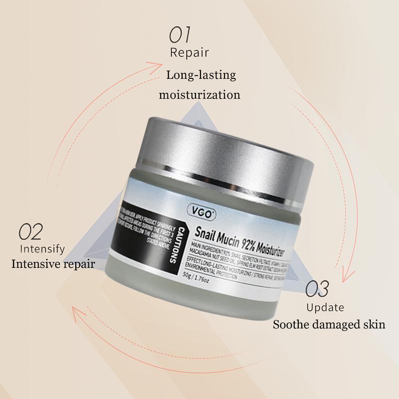 VGO Essence Face Cream Moisturizingand Repairing Set with Vitamin CSerum and Snail Mucin 92% Moisturizer for All Skin Types SkincareAcne Skin Repair facial care vitamin cface serum Hydrating Moisture Cosmetic Daily Fragrance Mild Pack Soothing Comfort