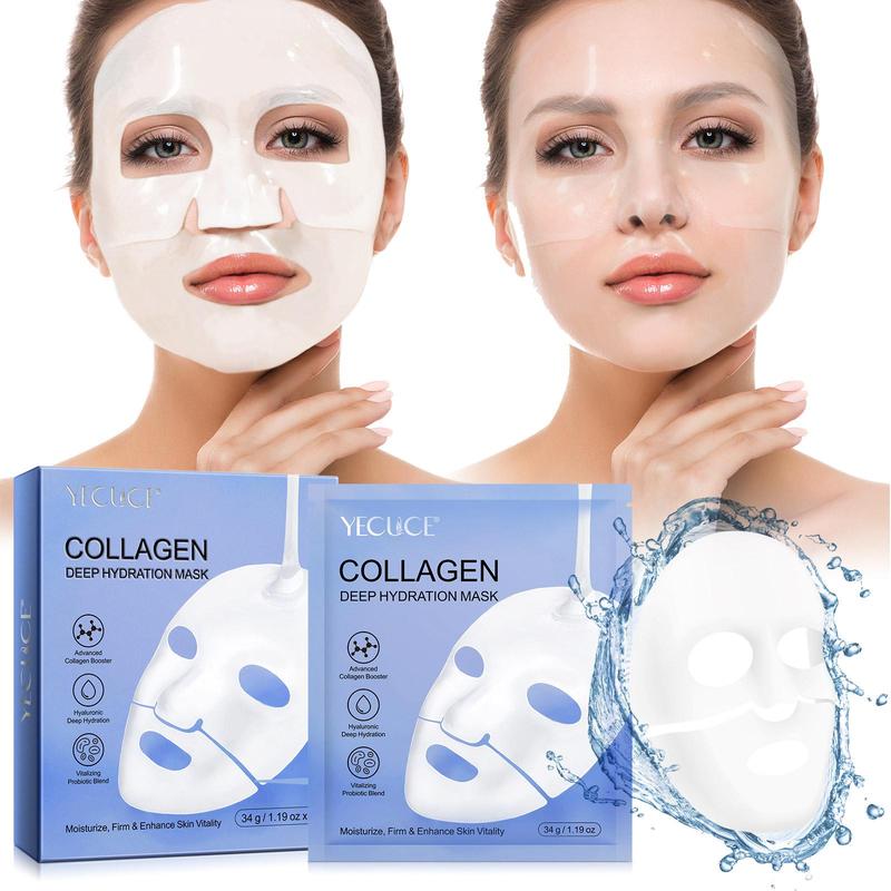 Collagen Facial Mask, 3 Boxes(6 Counts box) Moisturizing Facial Mask, Firming Face Masks with Hyaluronic Acid, Skin Care Masks for Daily