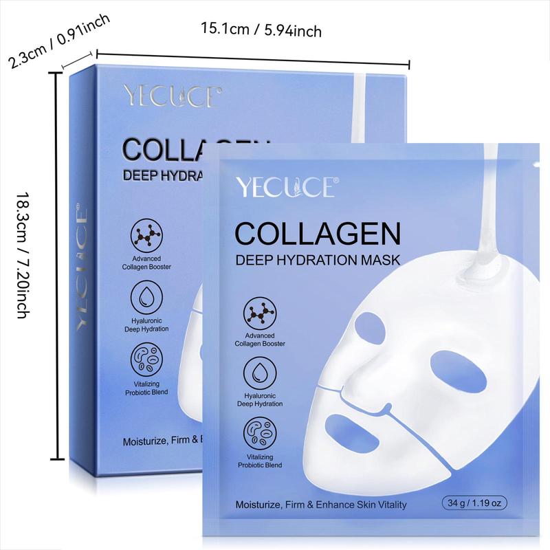 Collagen Facial Mask, 3 Boxes(6 Counts box) Moisturizing Facial Mask, Firming Face Masks with Hyaluronic Acid, Skin Care Masks for Daily