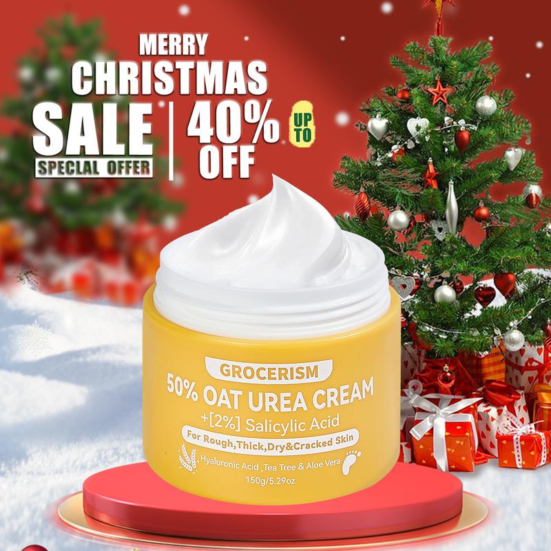 [Merry Christmas]Grocerism 50% Urea Cream with Oat Extract for Sensitive Skin | Foot & Hand Cream with 2% Salicylic Acid, Hyaluronic Acid, Tea Tree & Aloe Vera，for Deep Hydration, Callus Removal, Beneficial for Cracked Heels and Hands 5.29 oz