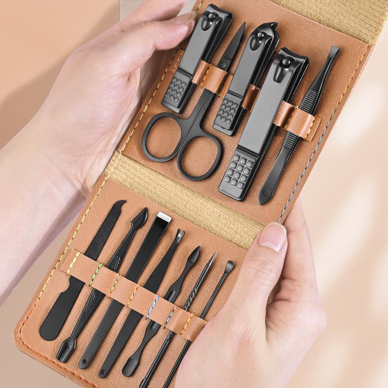 12pcs Manicure Set with Pouch, Nail Clipper & Tweezers, Professional Nail Clipper Set, Portable Travel Nail Clipper Set