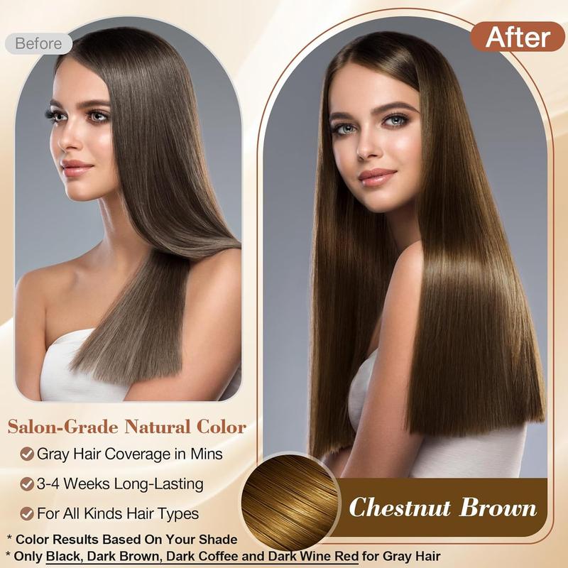 Natural 3-in-1 Hair Dye Shampoo - Instant Herbal Shampoo, Long-lasting Hair Coloring & Plant Haircare, Unisex Chestnut Brown Type Hairdye, 500ML