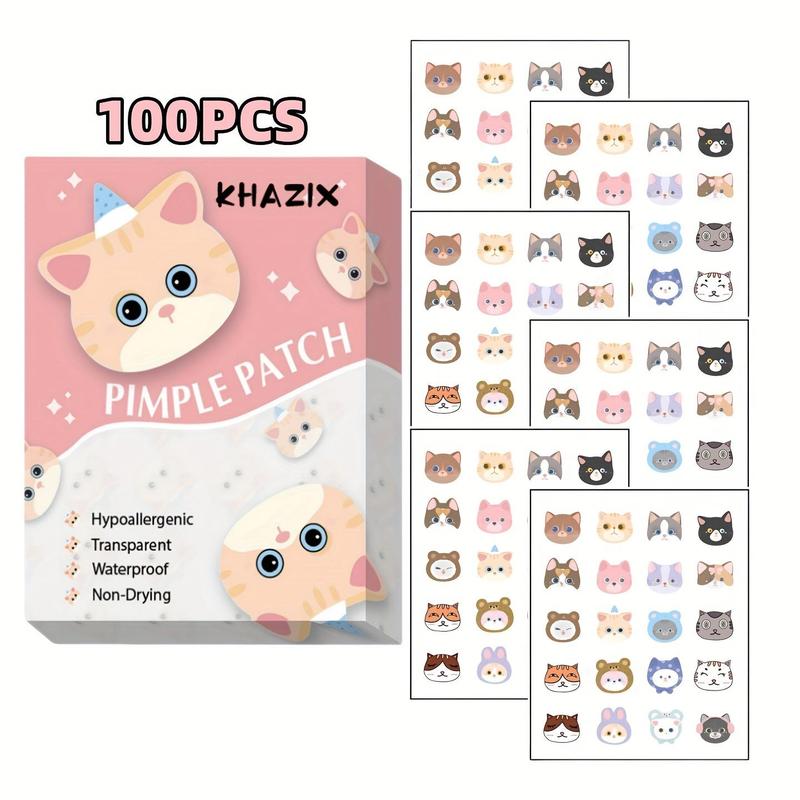 Cute Cat Pattern Acne Patches, 100pcs box Hydrocolloid Spot Marks Blemishes Covering Solution, Gentle on Skin, Easy To Use, and Waterproof