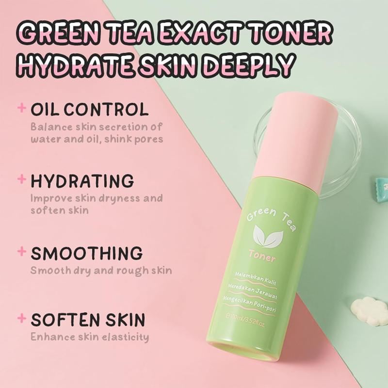 6-In-1 Korean Facial Skin Care Set Essential for Daily Moisturizing, Green Tea Skin Care Products: Eye Cream, Cleanser, Mud Mask, Toner, Hairbands and Facial Brushes for Daily Skincare Routine Set