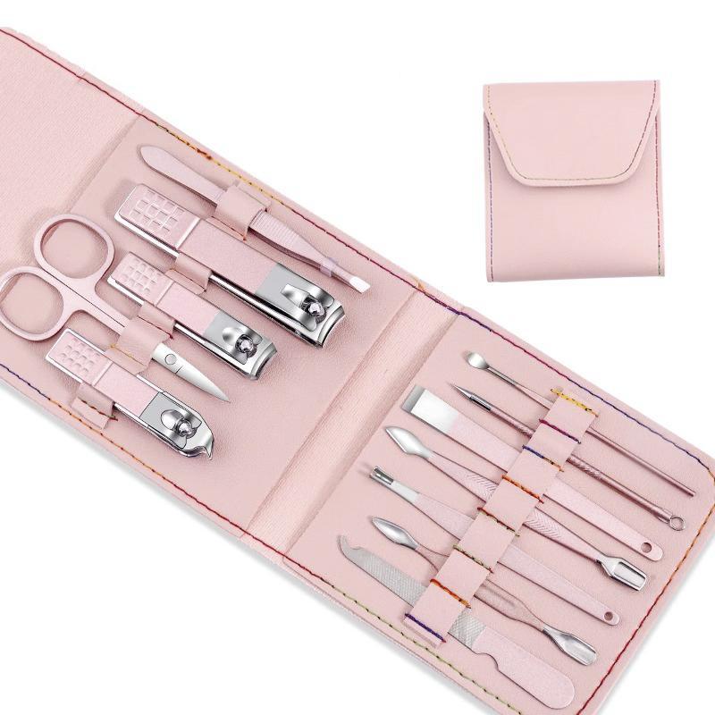 12pcs Manicure Set with Pouch, Nail Clipper & Tweezers, Professional Nail Clipper Set, Portable Travel Nail Clipper Set