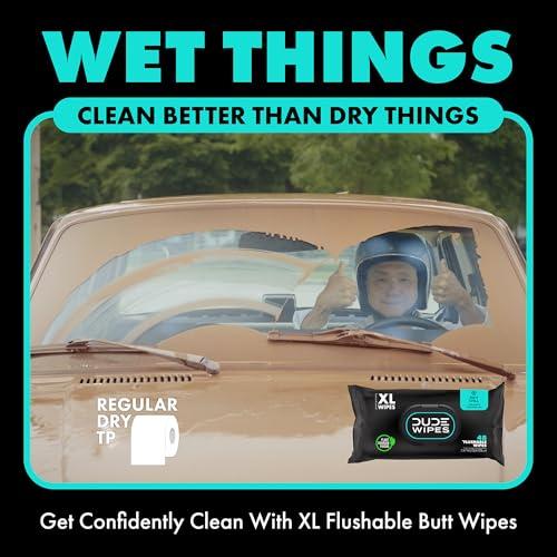 DUDE Wipes - On-The-Go Flushable Wipes - 1 Pack, 30 Wipes - Mint Chill Extra-Large Individually Wrapped Adult Wet Wipes - Eucalyptus & Tea Tree Oil - Septic and Sewer Safe