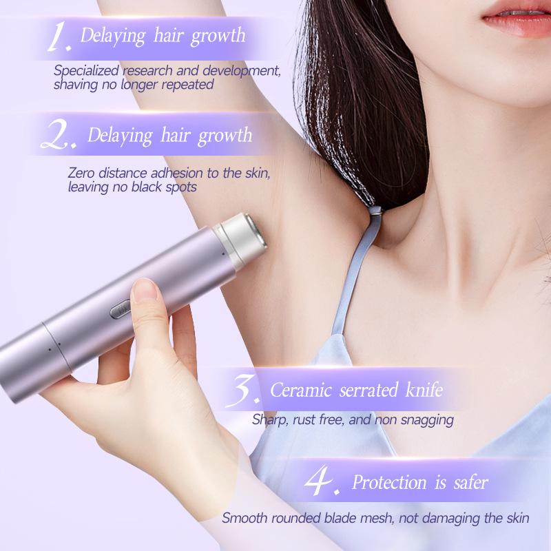 Trimmer for Women, Electric Shaver and Razor Rechargeable 2-in-1 Body and Facial Epilator, Dual Heads for Painless Trimming of Pubic Hair, Face, Underarms and Legs, IPX7 Waterproof. Christmas Gift New Year Gift