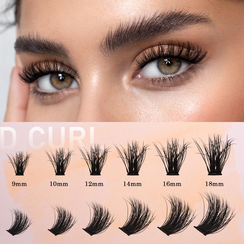 Fluffy Lashes Clusters Extension Kit 60D+80D Volume Clusters 273pcs 10-18mm Cluster Lashes with Bond&Seal,Glue Remover and Lash Tweezers DIY Eyelash Extension Kit at Home