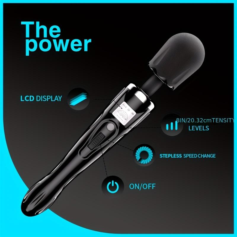 Professional Handheld Massager with USB Charging - 1200mAh Rechargeable Lithium Battery, High Frequency Vibration, 8 Speeds & Modes, LCD Display, Whole Body Massage Equipment with Soft Silicone Head - Portable Muscle Relaxation Stick for Back, Neck, Body