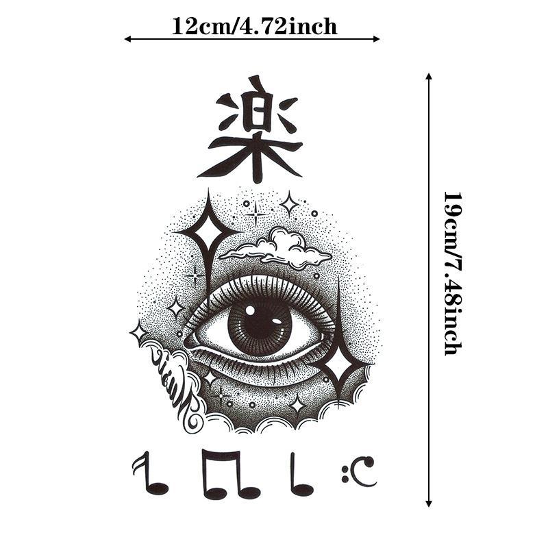 Tattoo Combo for Men and Women with Eye & Flower Design, Half Arm Eye & Hand Pattern Tattoo Sticker, Temporary Tattoo For Men & Women