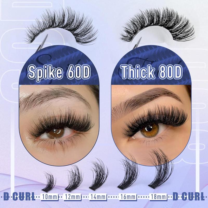 Individual False Eyelashes with Eyelash Glue & Tweezers, 3 Boxes Natural Look Eyelash Extensions, Self Grafting Curl Eyelashes, Eye Makeup Accessories