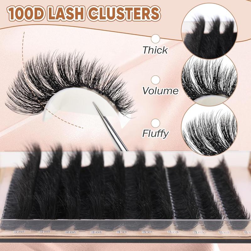 Fluffy Thick Lash Clusters, 200pcs box 10-18mm Mixed Length D Curl Lash Clusters, Wispy Individual Eyelash Extensions Clusters, DIY Fluffy Lash for Beginners, Makeup Set, Christmas Gift