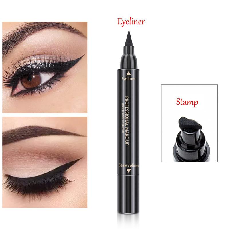 Winged Eyeliner Stamp, Eyeliner Liquid Liner, Black Eyeliner Waterproof Eyeliner Long-lasting Liquid Eyeliner & Smudgeproof Makeup Eyeliner Quadrilateral Stamp