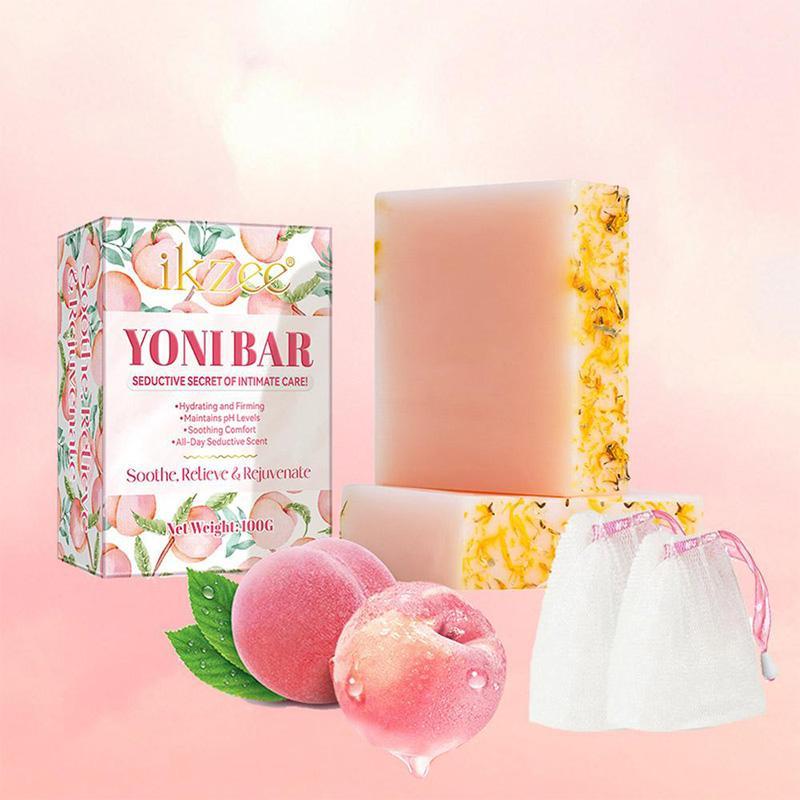 Peach Flavor Skincare Soap Bar, 1 2 3 Boxes Moisturizing Body Care Soap with Random Color Foaming Net, Gentle Care Soap for Women