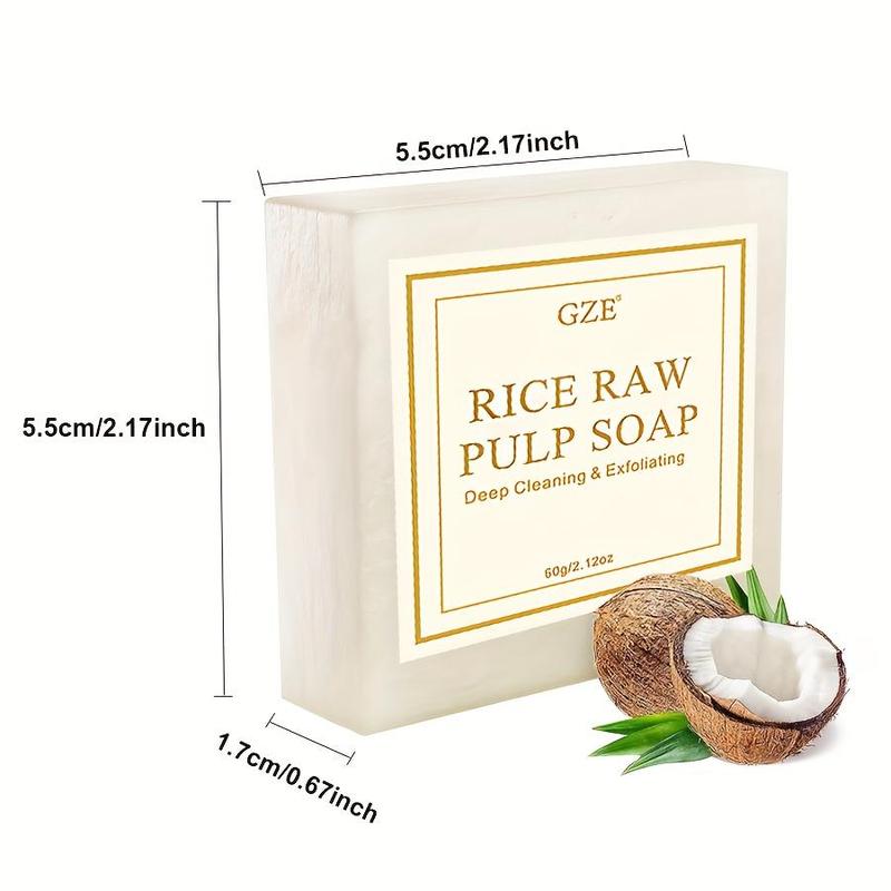 60g Rice Raw Pulp Soap, Deep Cleaning Rice Soap, Rice Pulp Essential Oil Soap, Face Wash Body Wash Bar Soap for Women & Men