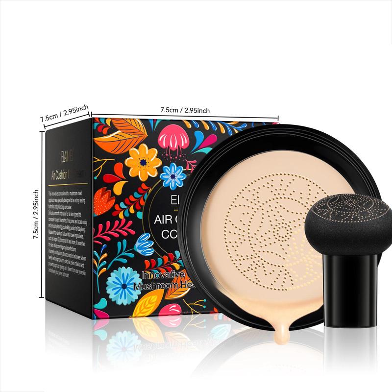 Mushroom Head Air Cushion CC Cream, Long Lasting Moisturizing Foundation, Lightweight Concealer Foundation, Full Coverage Flawless Makeup Cream