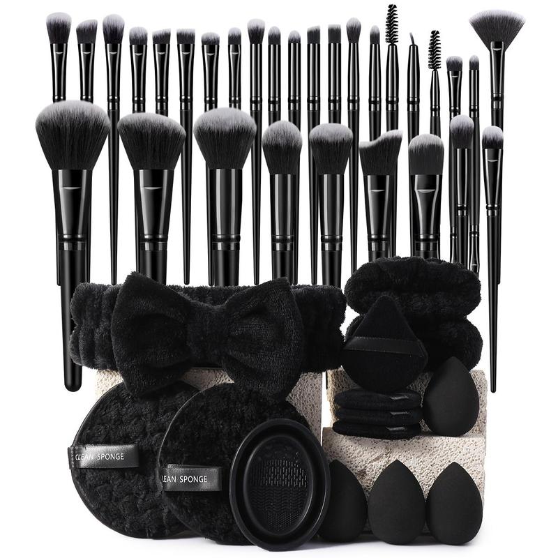 Makeup Tool Set, 44pcs set Makeup Brush & Triangle Powder Puff & Beauty Blender & Cleaning Bowl & Headband & Clean Sponge & Wristband, Makeup Accessories, Gifts for Girlfriend