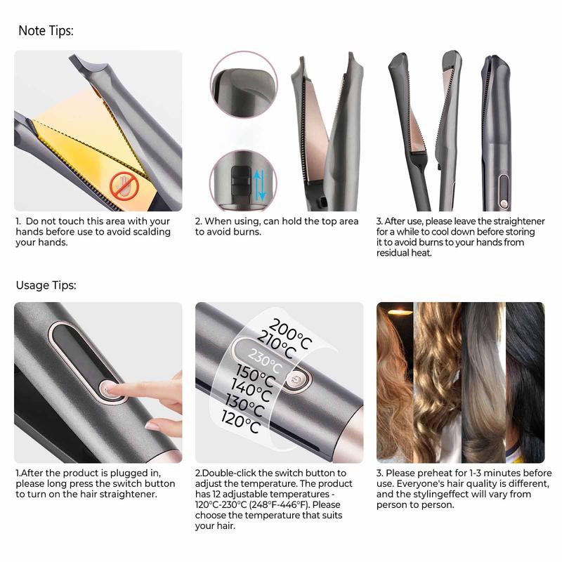 2 in 1 Hair Straightener & Curler, Professional Wet and Dry Dual Use Hair Straightening Iron for Fall, Electric Hair Styling Tool for Home, Curling Iron for Women, Ideal Gift for Halloween & Christmas, Winter Gift