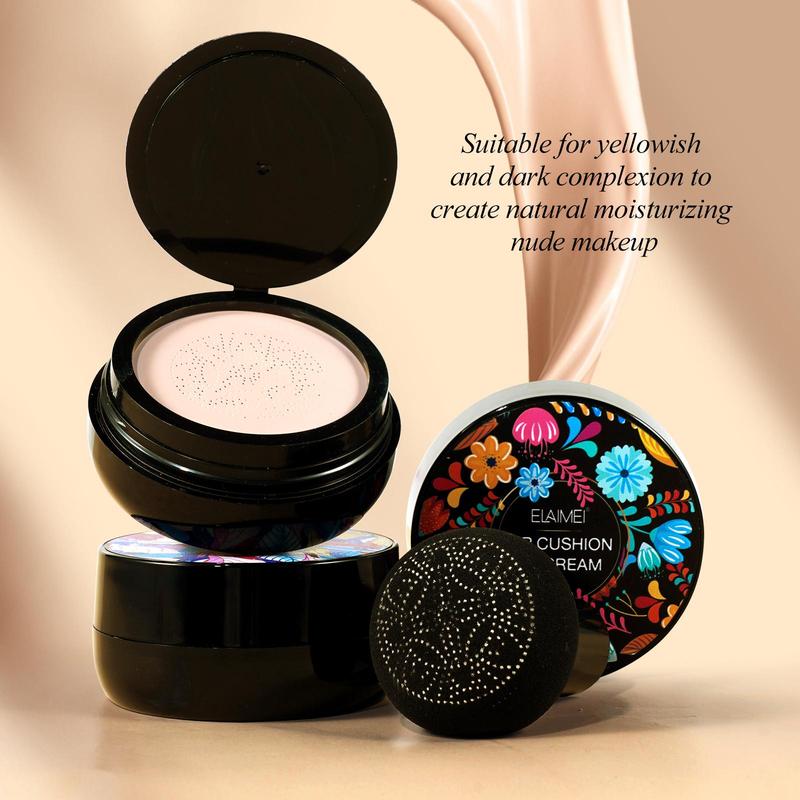 Mushroom Head Air Cushion CC Cream, Long Lasting Moisturizing Foundation, Lightweight Concealer Foundation, Full Coverage Flawless Makeup Cream