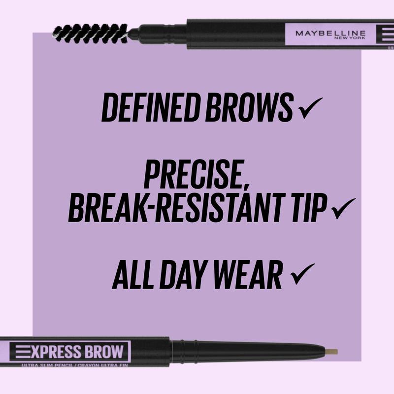 Maybelline Express Brow Ultra Slim Pencil Eyebrow Makeup, Precision Tip and Spoolie for Defined Eyebrows