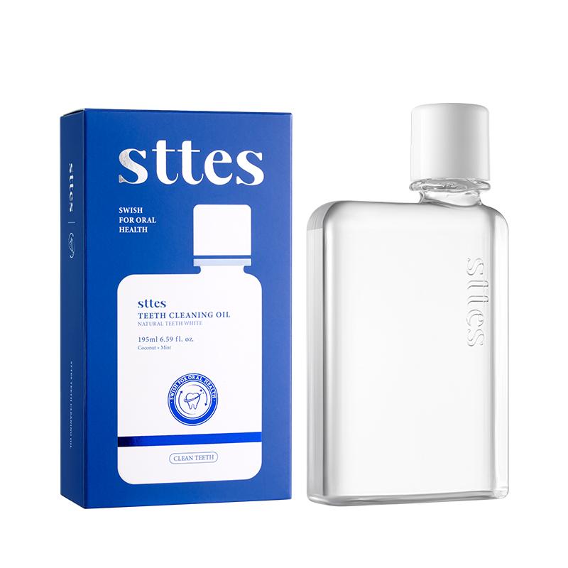 Sttes coconut oil mouthwash oil: rich in vitamins and pure peppermint essential oil, fresh breath, protect teeth and gum health 195ML