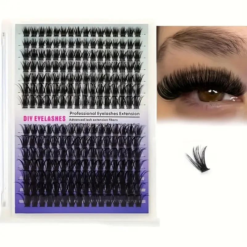 Individual False Eyelashes with Eyelash Glue & Tweezers, 3 Boxes Natural Look Eyelash Extensions, Self Grafting Curl Eyelashes, Eye Makeup Accessories