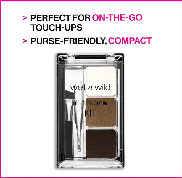 wet n wild Ultimate Eyebrow Makeup Kit, Eyebrow Powder Dark Brown, Brow Hair Removal Tweezers, Wax, Brush