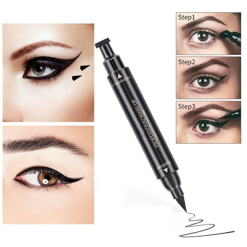 Winged Eyeliner Stamp, Eyeliner Liquid Liner, Black Eyeliner Waterproof Eyeliner Long-lasting Liquid Eyeliner & Smudgeproof Makeup Eyeliner Quadrilateral Stamp