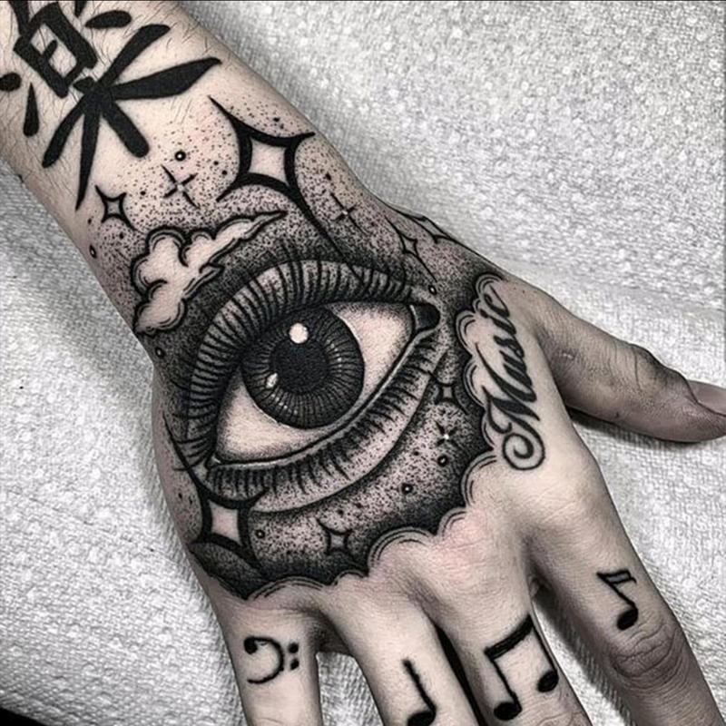 Tattoo Combo for Men and Women with Eye & Flower Design, Half Arm Eye & Hand Pattern Tattoo Sticker, Temporary Tattoo For Men & Women