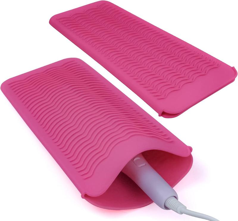 2 count  Heat Resistant Mat Pouch for  Straightener, Curling Iron, Flat Iron and Hot  Tools Pink