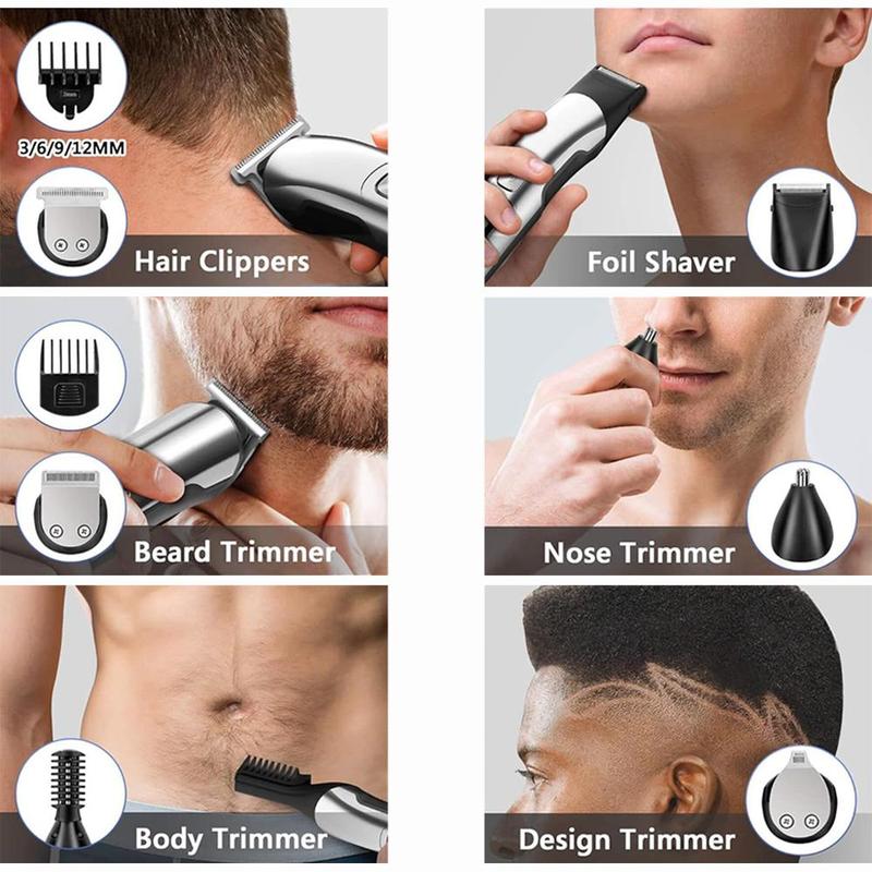 11 in 1 Hair Trimmer for Men, 1 Set Electric Razor Beard Trimmer, Cordless Hair Clippers Shavers for Men, Mens Grooming Kit for Nose Mustache Body Facial