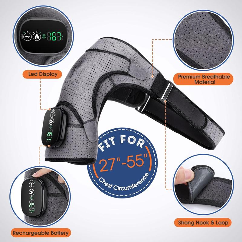 Heated Shoulder Wrap with Vibration,Cordless Shoulder Heating Pad,Shoulder Massager Heated Shoulder holder for Women Men